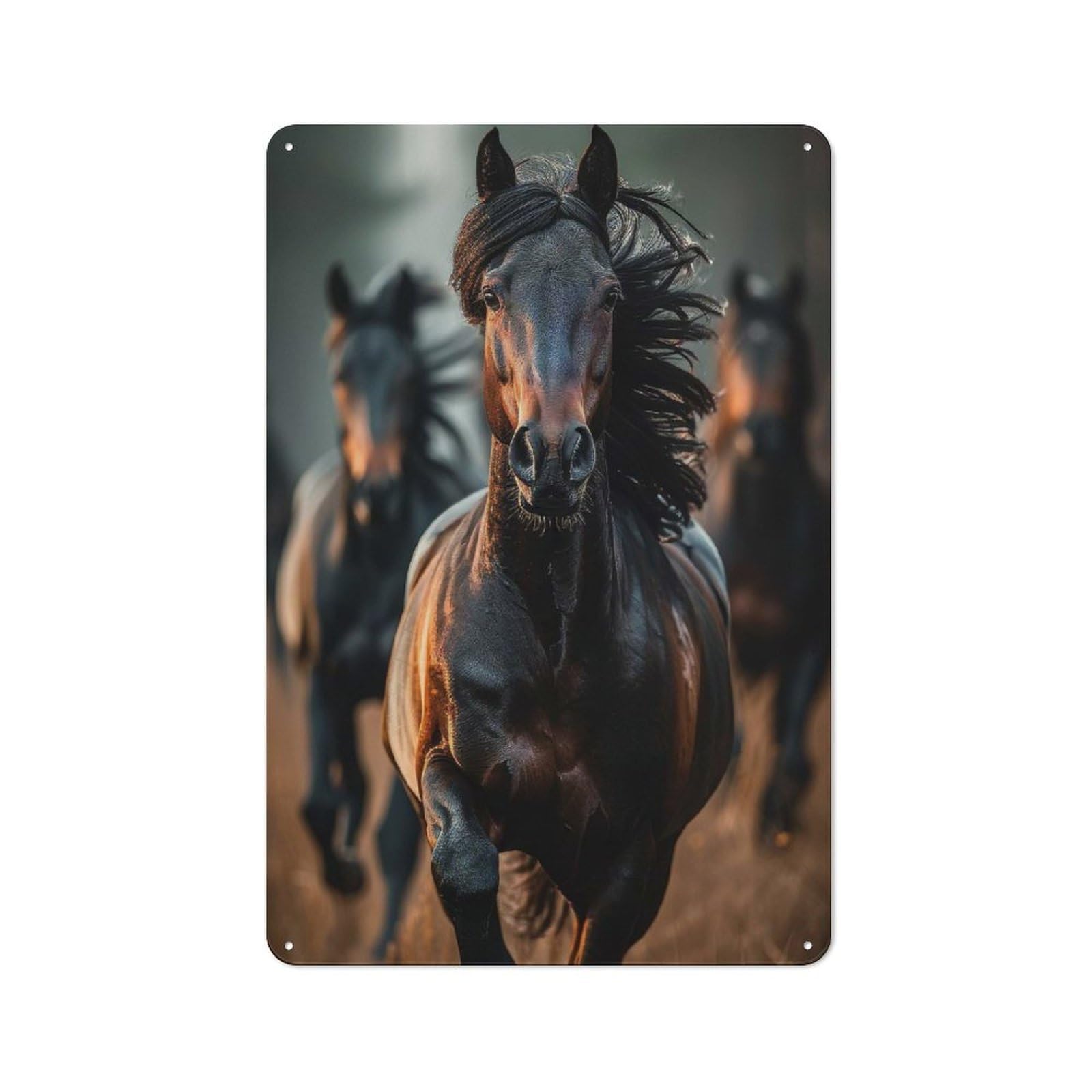 Junmoney Style-8 Vintage Tin Sign 30X20cm With Horse For Studio Or Craft Room, A Decorative Christmas Gift For Creative-Space Collectors
