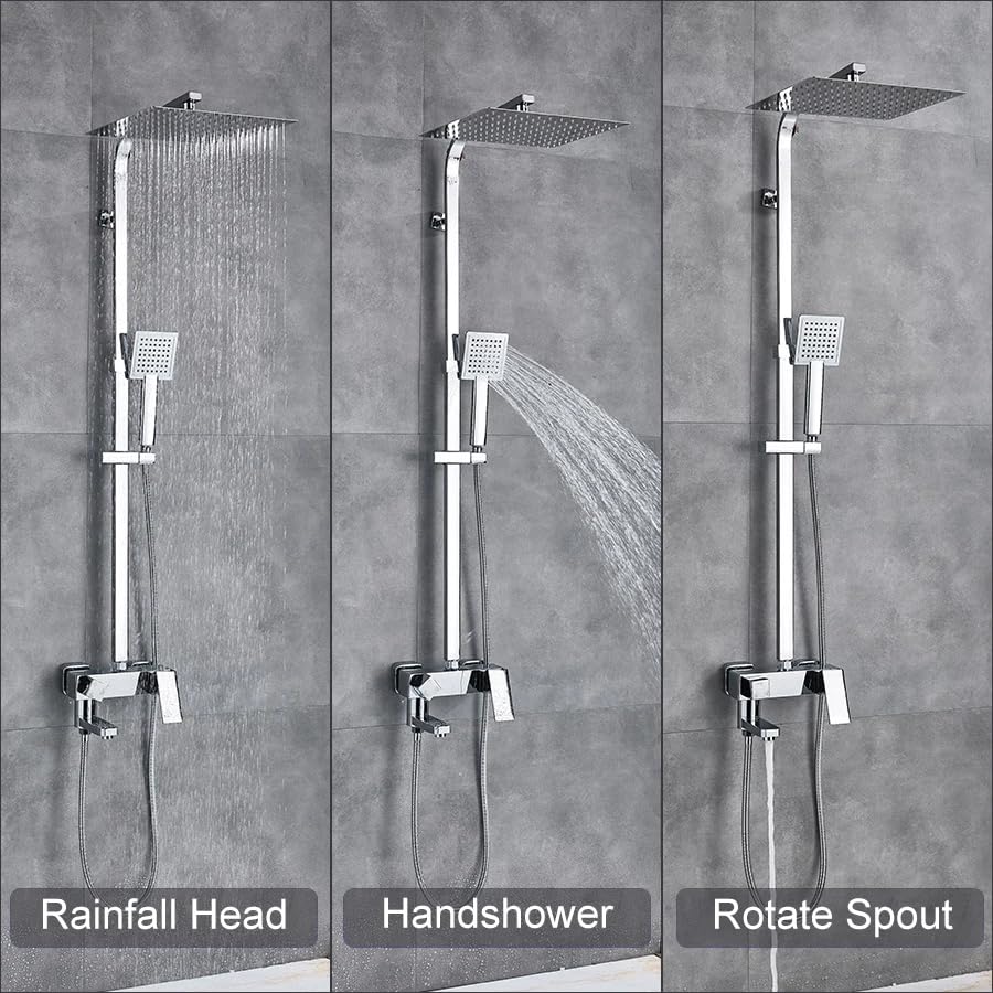 Ensemble de douche 12 pouces anticalcaire avec mitigeur manche unique stable