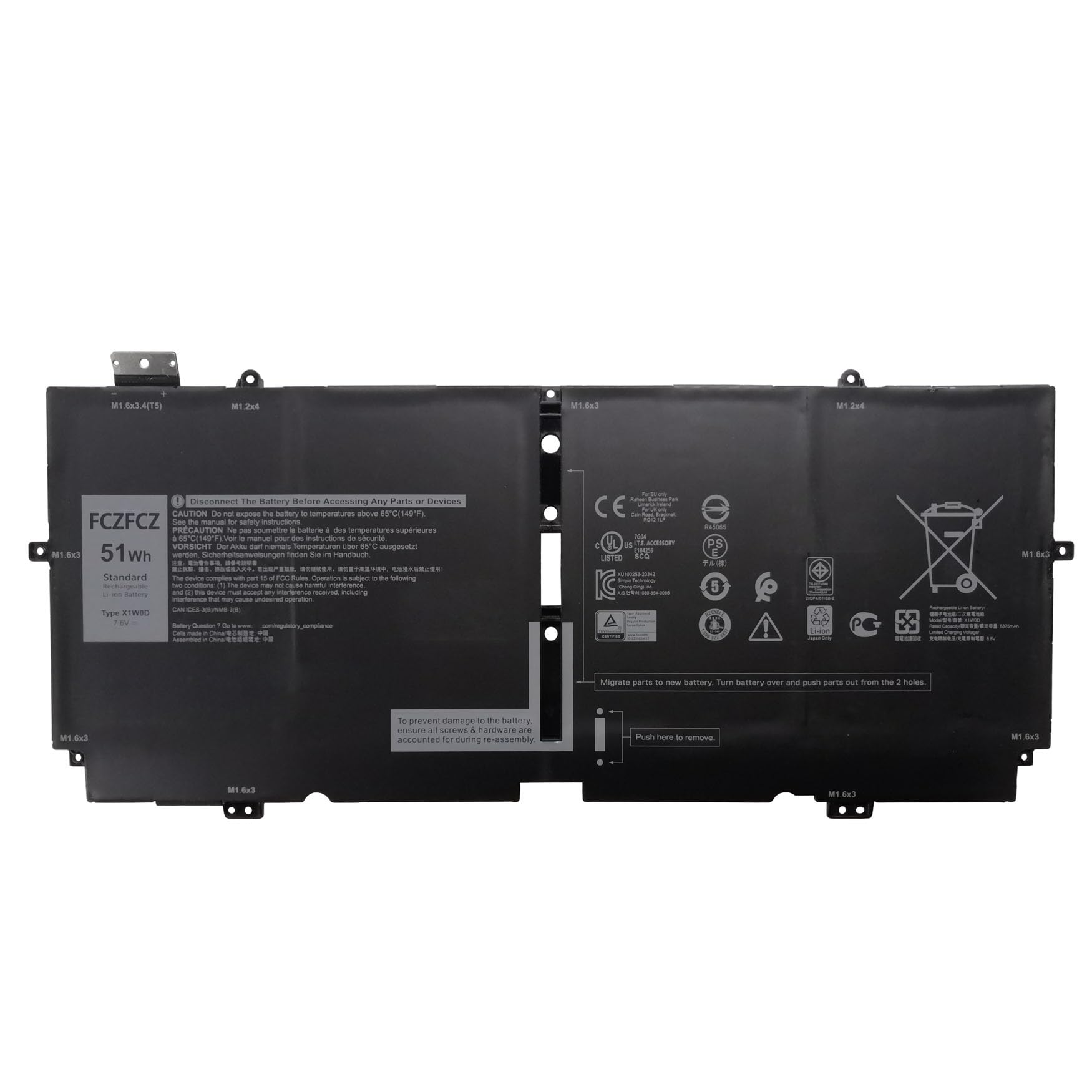 Amazon.com: FCZFCZ X1W0D Battery Replacement for Dell XPS 13 7390