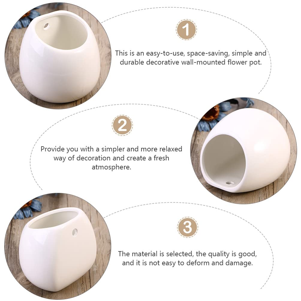 Białe ceramiczne doniczki ścienne, okrągłe wiszące uchwyty na rośliny, mini wazony ścienne do sukulentów, wewnętrzne donice cylindryczne, dekoracyjne dekoracje ścienne.