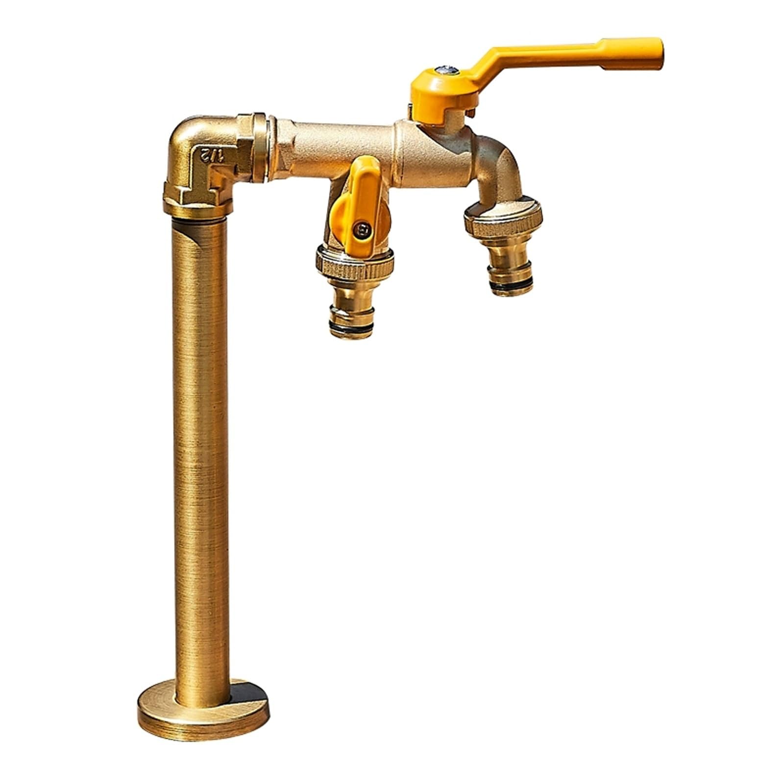 Colonne D'eau de Jardin Verticale en Cuivre pour Cour Extérieure, Colonne D'eau avec Robinet à Double Sortie, pour Jardin de Terrasse de Cour(32cm/13in)