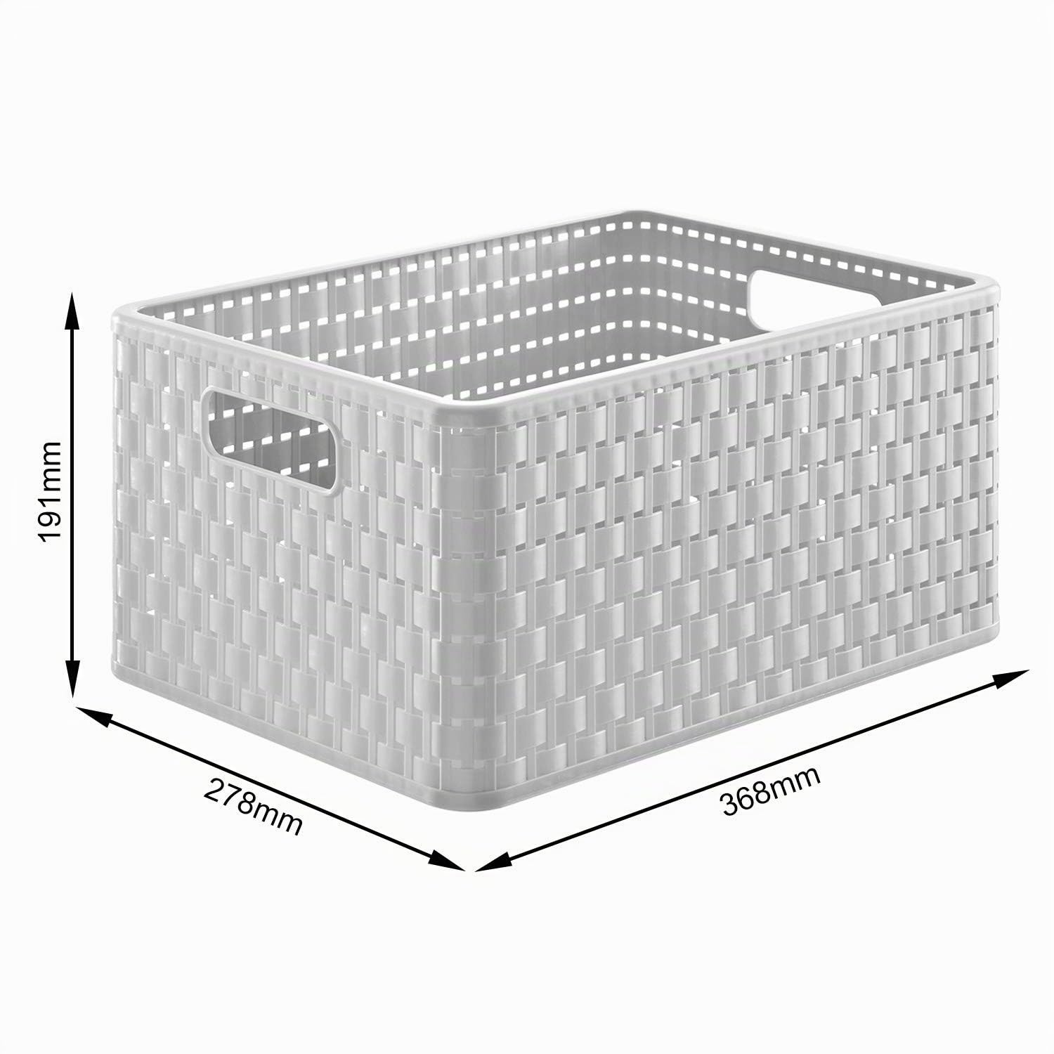 Rotho Country Scatola di Conservazione in Rattan-Look, Plastica (PP) senza BPA, Bianco, A4/18 L, 36.8 x 27.8 x 19.1 cm