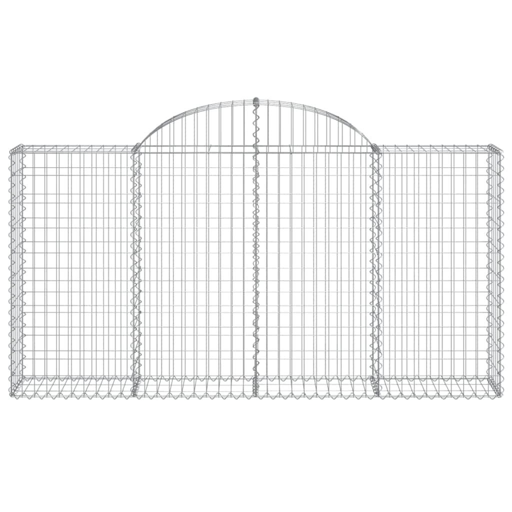 Gaviones con arco alto, juego de 10 unidades, 200 x 30 x 100/120 cm, hierro galvanizado, para jardín, jardineras, macizos de flores, protección visual y ruido