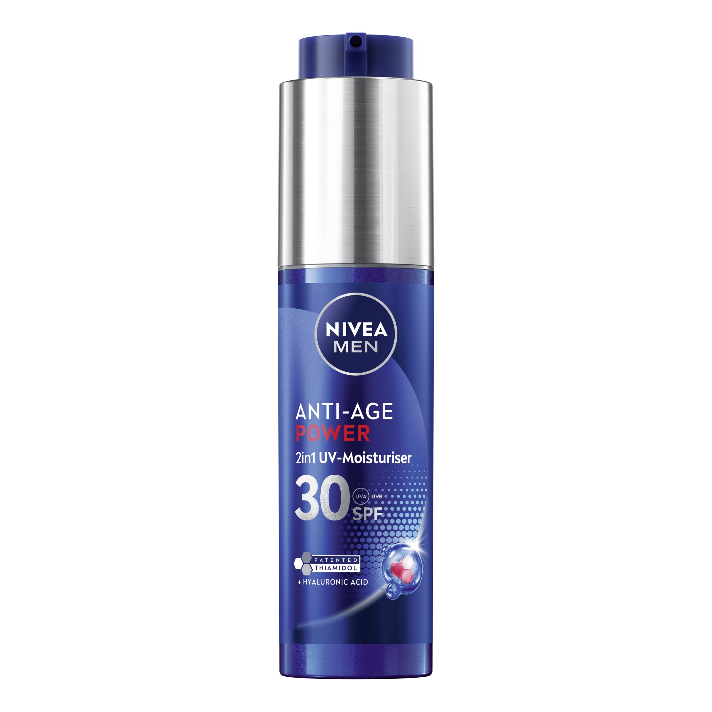 NIVEA MEN Anti-Age 2in1 Power Moisturiser (50ml), With SPF 30, Thiamidol, and Hyaluronic Acid for Sun Protection, Dark Spot Prevention, and Younger-Looking Skin