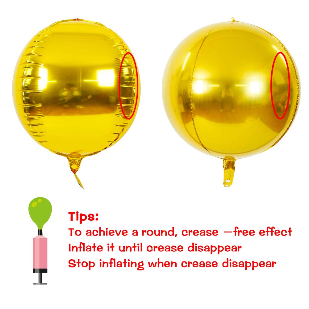 YiYou 8 Stück Goldene Folienballons 55,9 Cm – 4D Mylar Orbz, Rosa, Für Geburtstag & Party-Deko