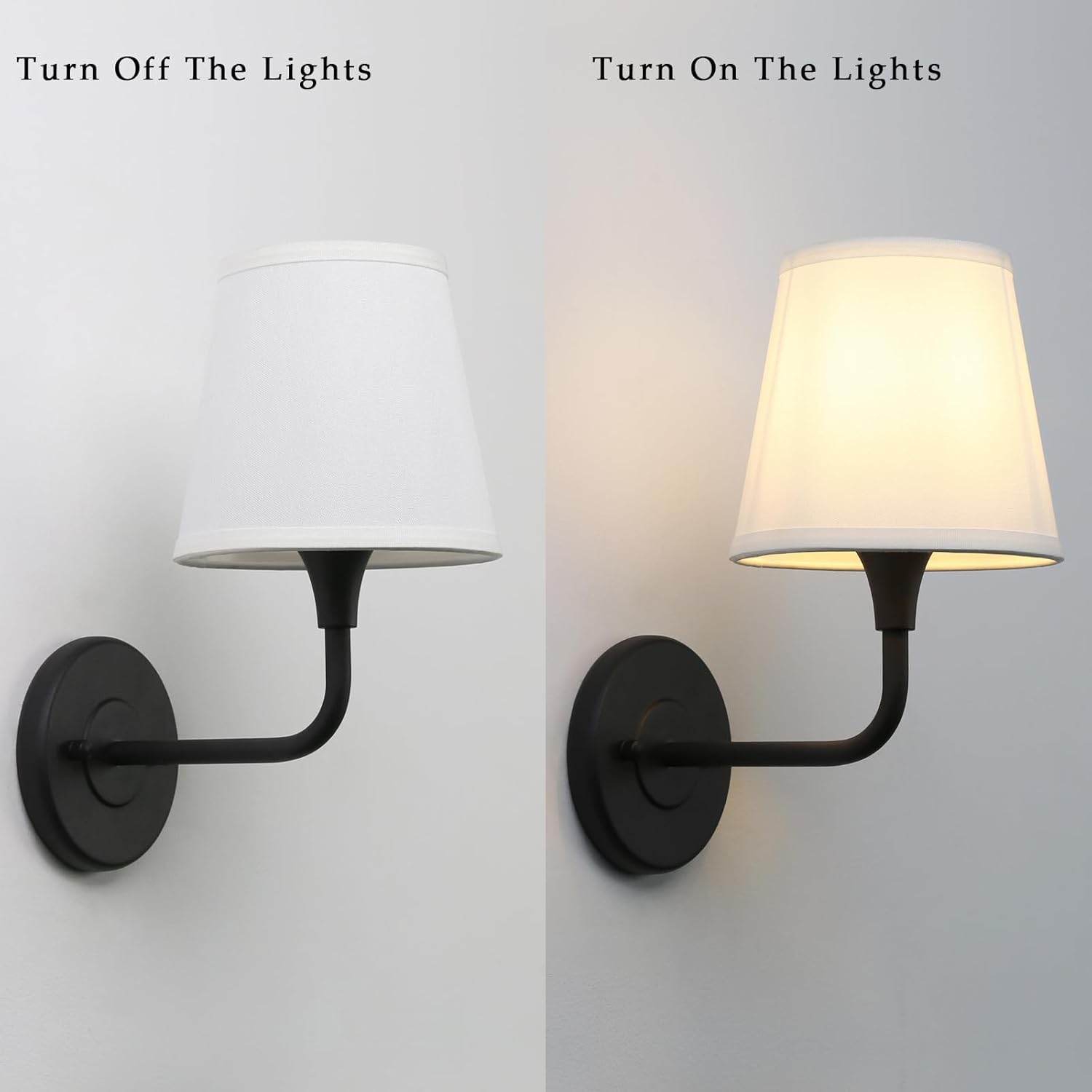 Phansthy Hardwired Brass Boho Wall Sconces Set of 2, Vintage Industrial Wall Lamps, Vanity Sconces Wall Lighting with Natural Fabric Shade for Bathroom Bedroom Living Room (Black + White Shade)