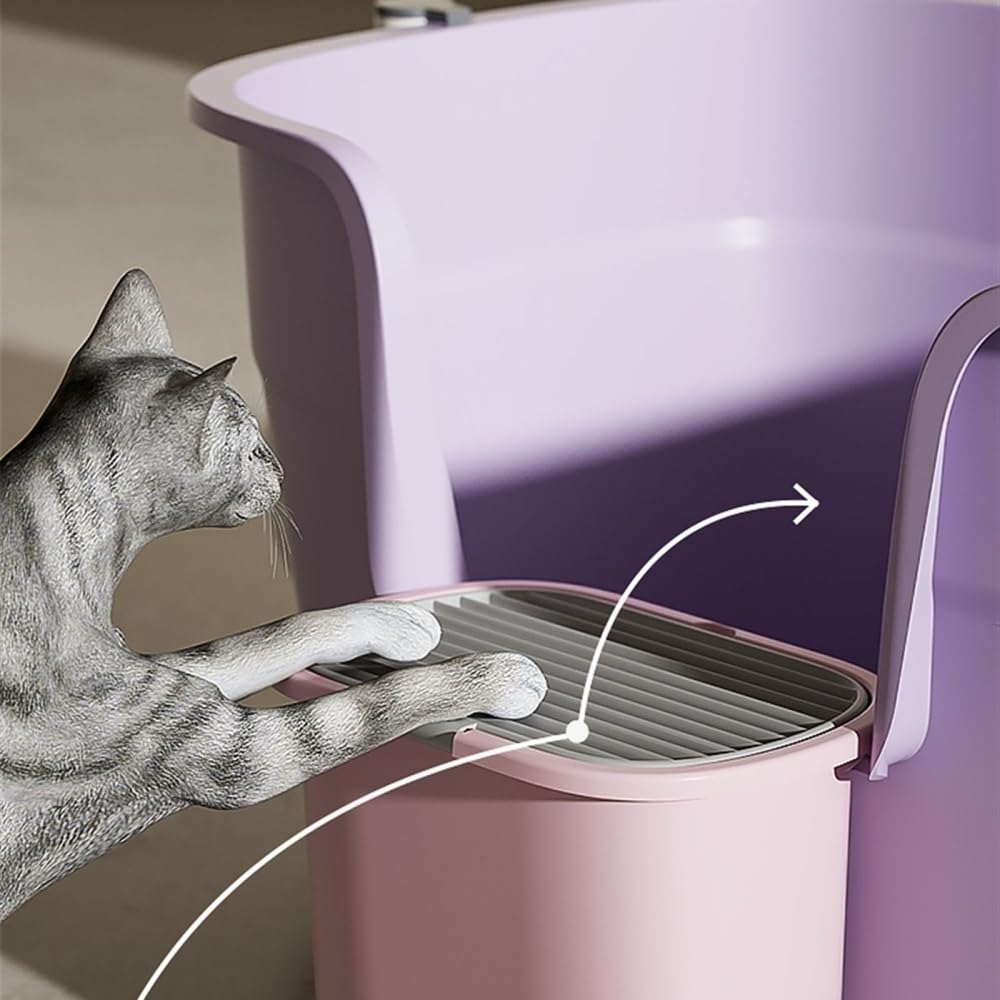 Exclusivo para Gatos y Perros Caja de Arena for Gatos Pared Alta XL, Caja antisalpicaduras for, Bandeja for Lados Altos Grandes, for Varios, Gigante para Interiores(Purple)