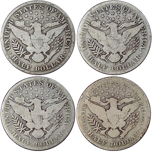 Barber Silver Half Dollar 4 Coin PDOS All-Mint Set Circulated