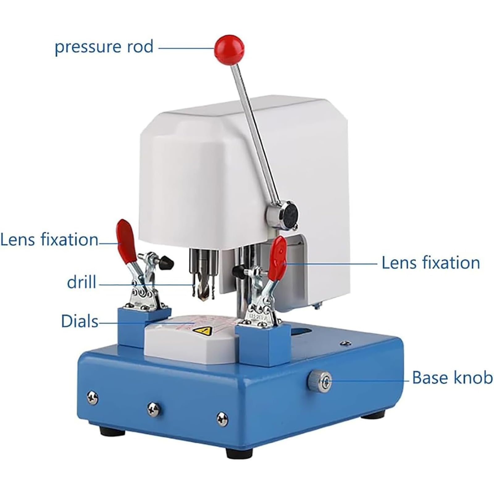 Punzonadora de lentes con escala transparente, brocas de alta frecuencia 6000r/min, perilla ajustable para tiendas ópticas y centros de cuidado de la visión