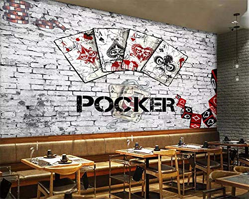 Fototapete Benutzerdefinierte Wallpaper Europa und Amerika Retro Backsteinmauer Poker Schach und Schachraum Wand 3D Wallpaper, 200 × 150Cm Cover