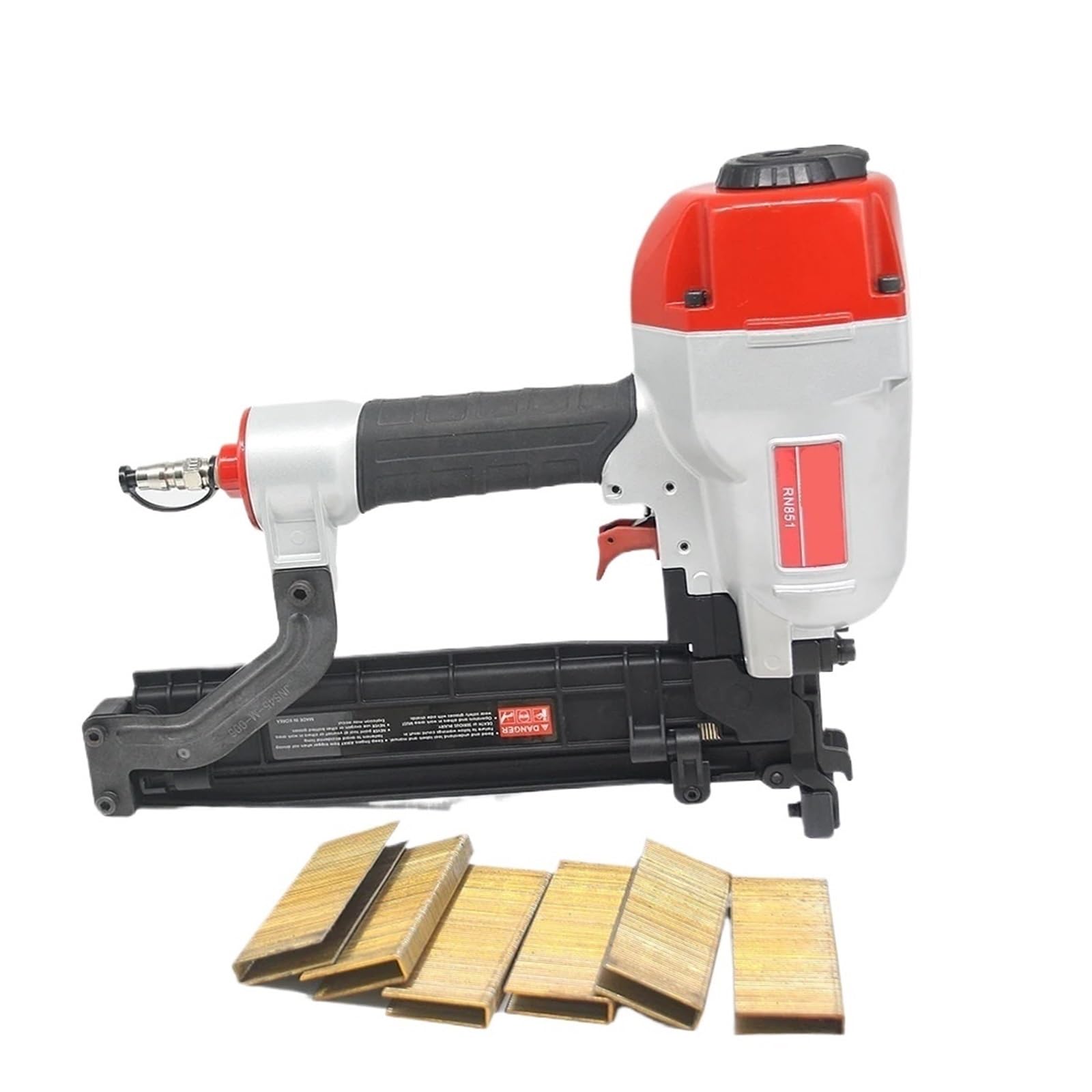 Grapadora neumática para tapicería de alta resiste Grapadora de aire 16GA RN851, clavadora neumática, herramienta de grapadora de aire de corona ancha de 25-50mm, herramienta de decoración de techos d