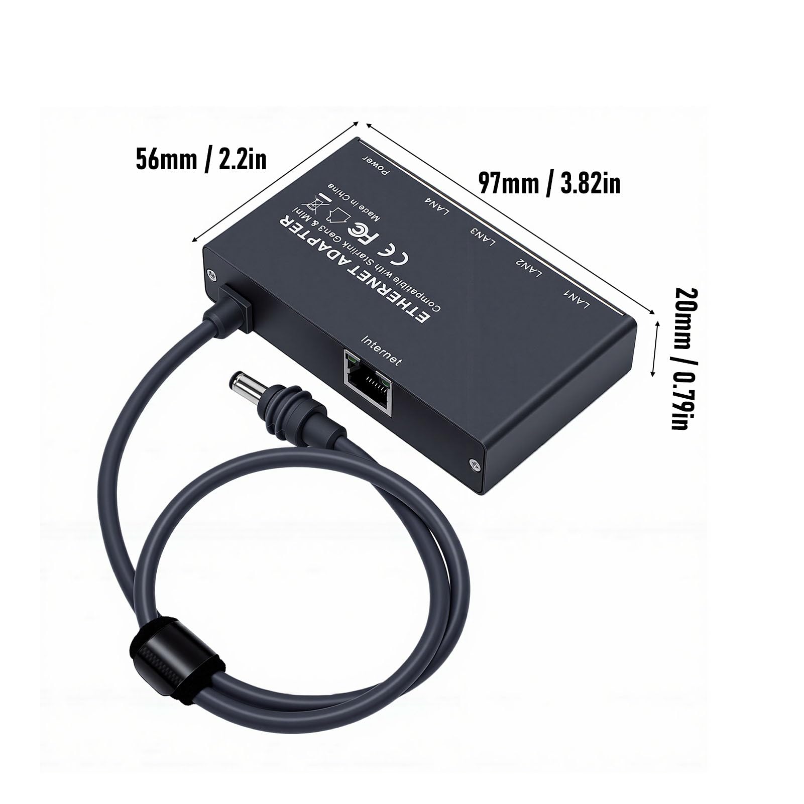 Adapter Ethernet do StarlinkGen3/Mini, Wieloportowy, Szybki, Stabilny Rozdzielacz Sieciowy z Kablem Ethernet, 4 Urządzenia Połączone Jednocześnie w sieć dla Samochodów Kempingowych