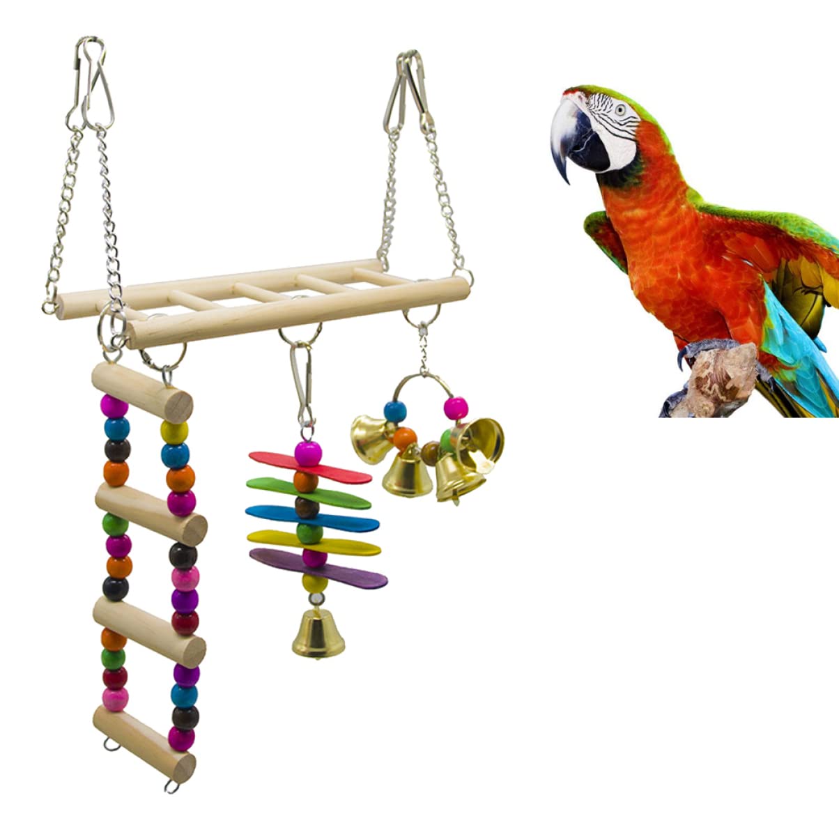 Mipcase 3pezzi Giocattoli Per Accessori Per Pappagalli e Parrocchetti Arrampicata Divertimento e Allenamento Del
