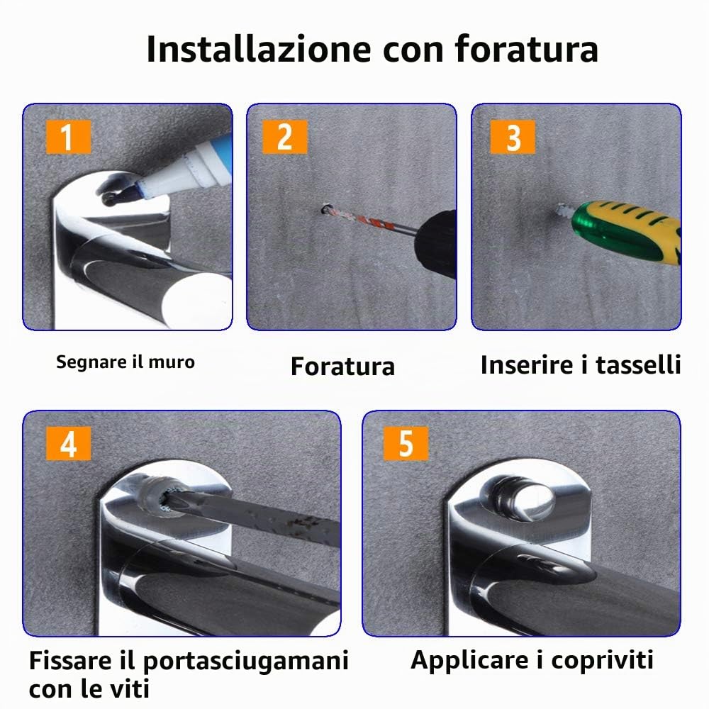 Portasciugamani Muro HONPHIER® Portasciugamani da Parete Porta Salviette Da Bagno Porta Salviette Acciaio Inossidabile Cromato Retrattile 49-90CM Portasciugamani Cromo