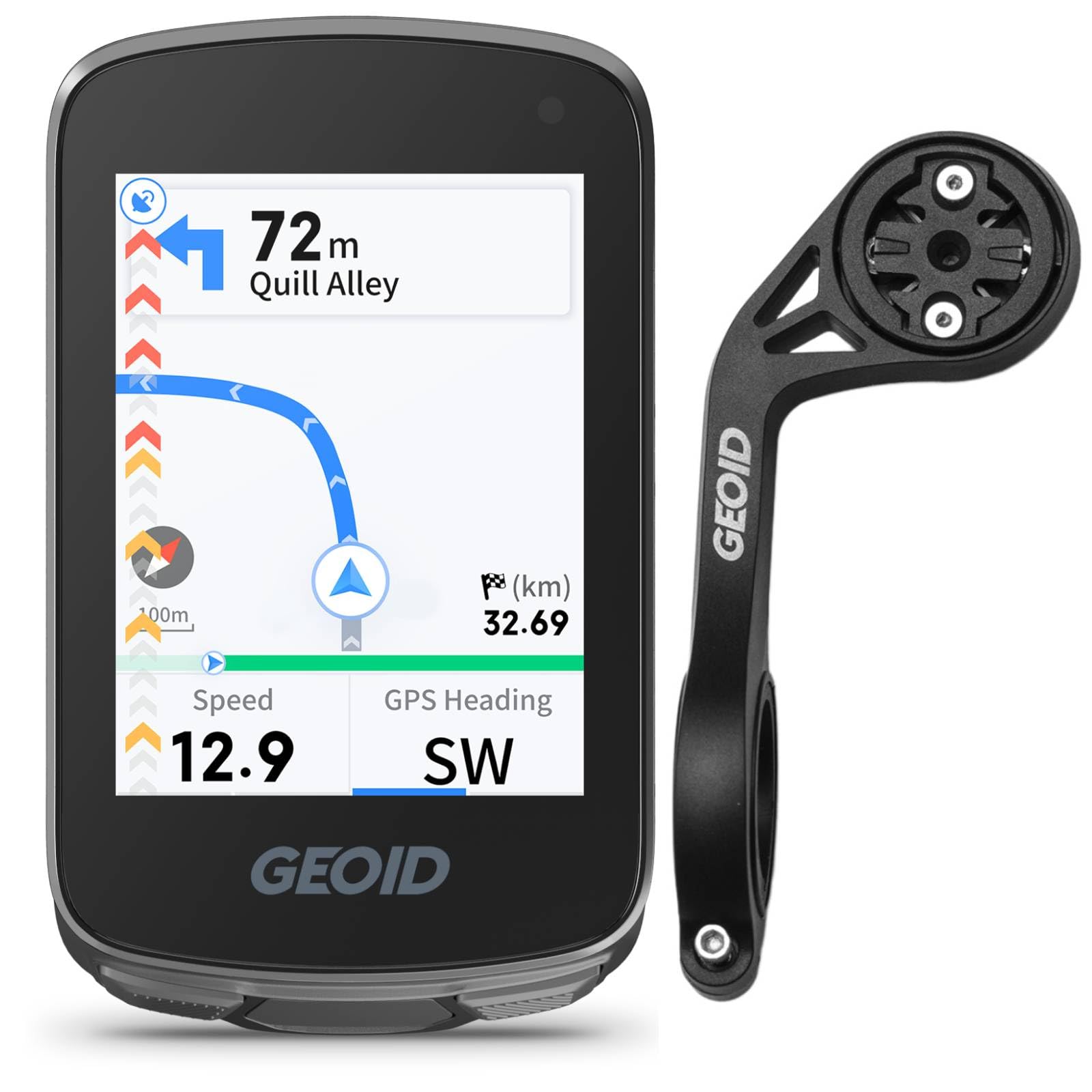 GEOID CC700 Fahrradcomputer mit Halterung Set – 2,8" Farbdisplay GPS
