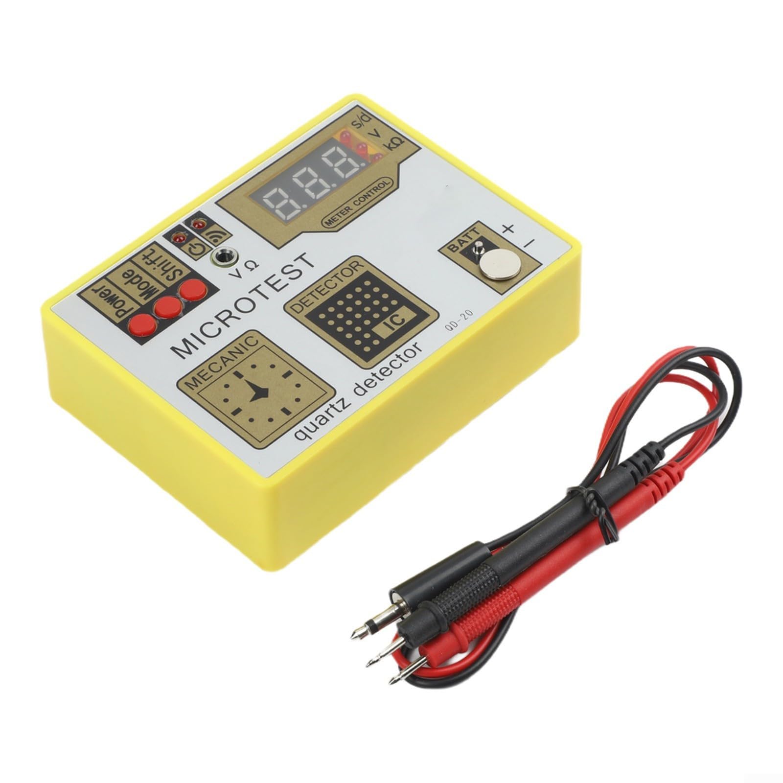 QD20 - Tester per impulsi della batteria dell'orologio, con monitoraggio del movimento al quarzo e smagnetizzatore integrato, per batterie al litio e ossido d'argento, ABS e struttura in metallo