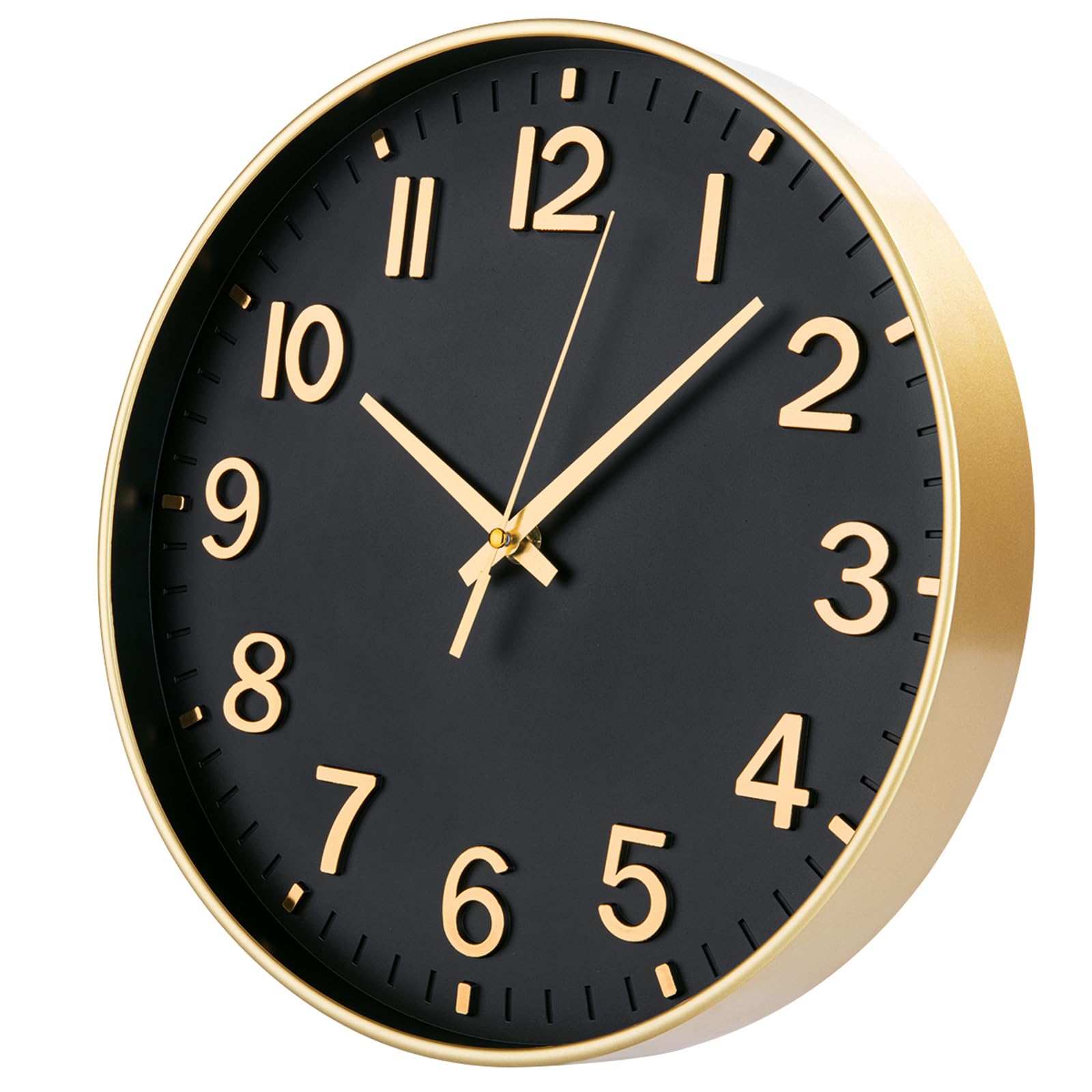 HZDHCLH Wall Clock 8 Inch Silent Non Ticking Quartz Modern Decorative Clock for Office Classroom Home Living Room Bedroom(black gold) - Image 2