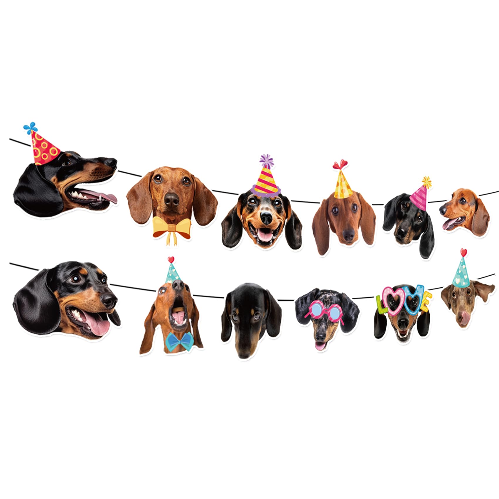 Dachshund Party Banners Different Face Dachshund Hanging Decorations for Dachshund Dog Birthday Decorations Dachshund Party Decorations Birthday Party Supplies