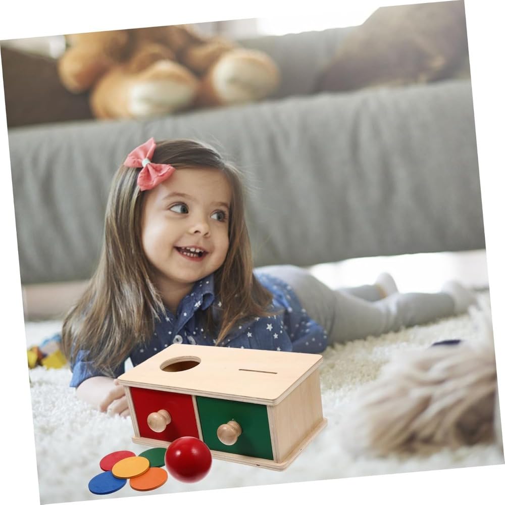 Amazon | 1 セット モンテッソーリ教育支援コイン 子供の認知パズルの形 幼児向けの オブジェクト永続ボールドロップ  ボールコイン落としおもちゃ オブジェクト永続性おもちゃ 物体 木 (21.5X12X8.5CM) | はめこみ・形合わせ | おもちゃ