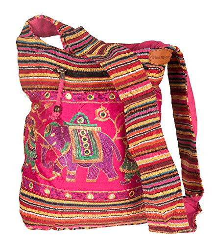 Bolso Rosa de Hombro Bordado a Mano Boho