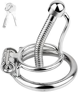 Cage de Chasteté Pénis avec Dilatateur Cage Chastetée en Acier Inoxydable avec Serrure Cachée et 2 Clés pour Homme Pénis Bondage Sex Toys Chastity Cage en Métal est Ventilée et Respirante (40mm)