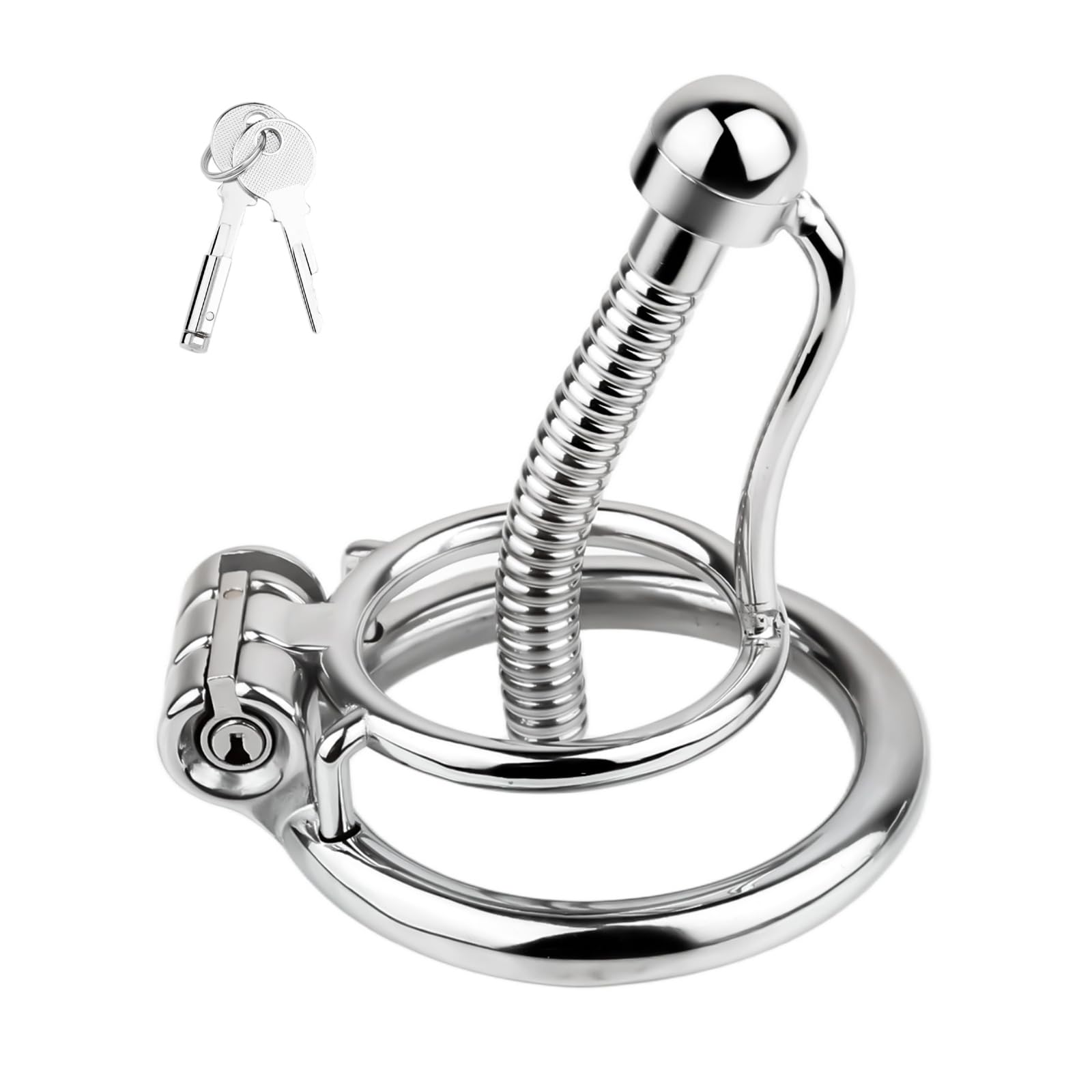 Cage de Chasteté Pénis avec Dilatateur Cage Chastetée en Acier Inoxydable avec Serrure Cachée et 2 Clés pour Homme Pénis Bondage Sex Toys Chastity Cage en Métal est Ventilée et Respirante (45mm)