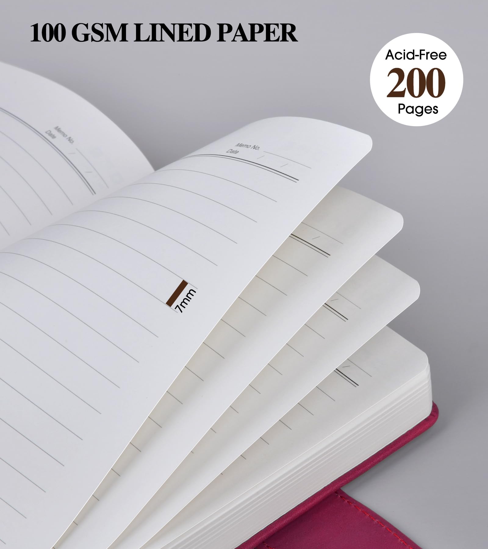 PAIBAS Liniertes Tagebuch, Notizbuch für Herren, A5, Leder-Tagebücher zum Schreiben, Hardcover-Notizbücher für Arbeit, Schule, Notizen, Reisen, Business, persönliches Tagebuch, 200 Seiten, College,