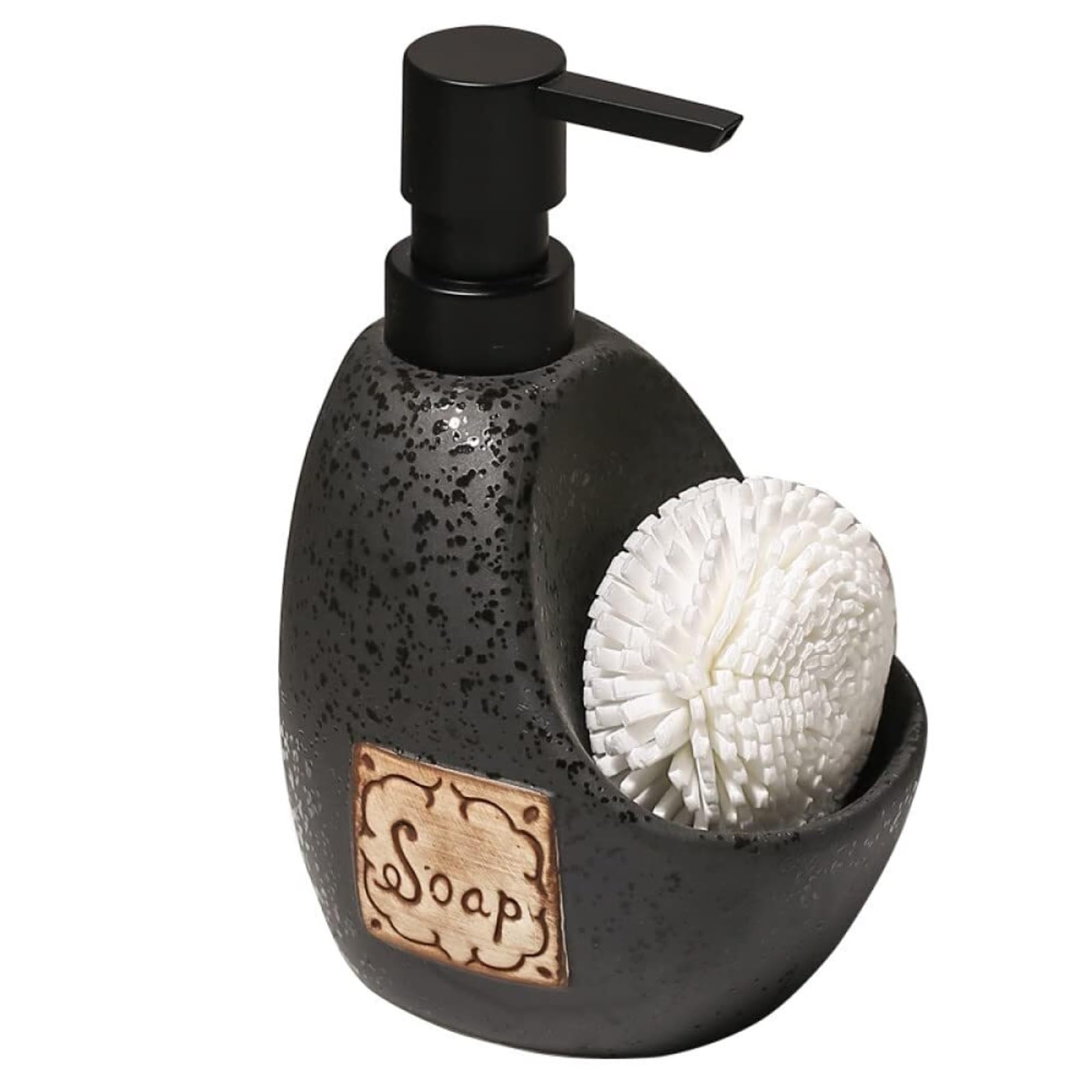 Mdnipqbam Black Exquisite Dual-Purpose Soap Dispenser Multifunctional Liquid Container With Sponge Storage Slot For Bathroom(Black)