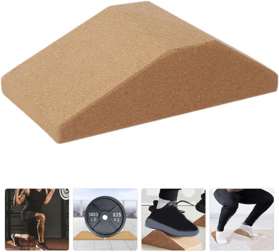 Uonlytech Cork Yoga Block Anti-skid Lightweight Inclined Ramp for Calf Stretching and Fitness Exercise Suitable for Squats and Heel Lifts