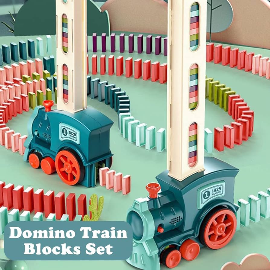 2023 Domino Trains Electric Dominoes Automatic Train Sound And Light Cards Children Toy Cars Gifts Domino Toy
