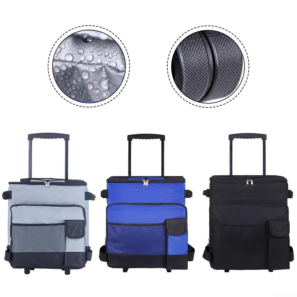Große Kühltasche mit Rollen 41L Faltbar Isoliertasche Wasserdicht für Picknick Camping Einkauf Auto Reise Lebensmitteltransport Getränke Männer Frauen