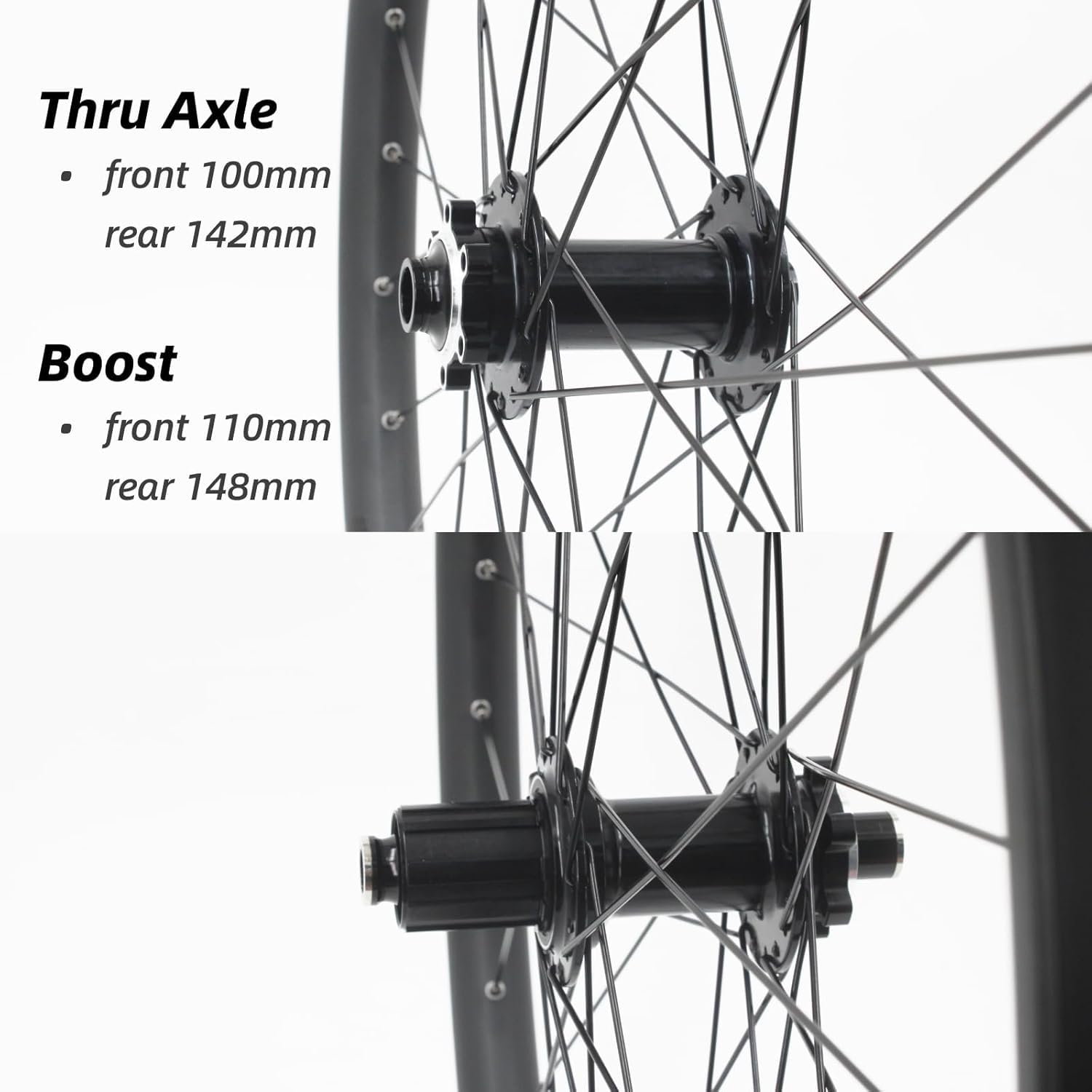 Mountion Bike - 26/27.5/29" Tubeless-Laufradsatz, Scheibenbremse, Steckachse/Boost Für MTB-Vorderrad, M15 X 110 Mm, M12 X 148 Mm, Aluminium-Laufräder, F/V