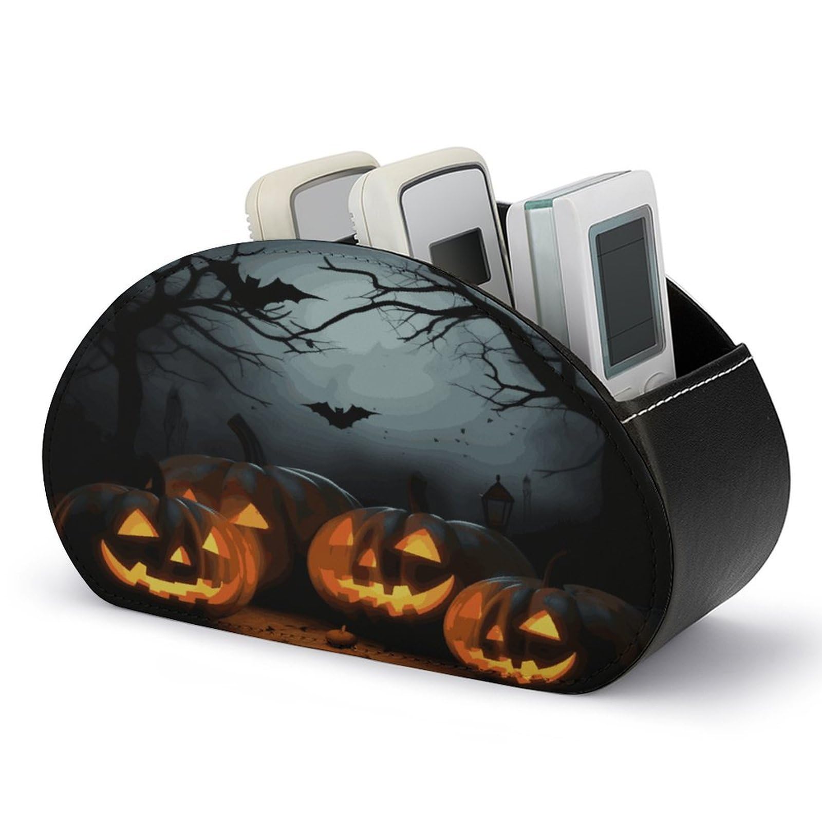 Btcowzrv Style Halloween With Pumpkins Remote Control Holder With 5 Compartments