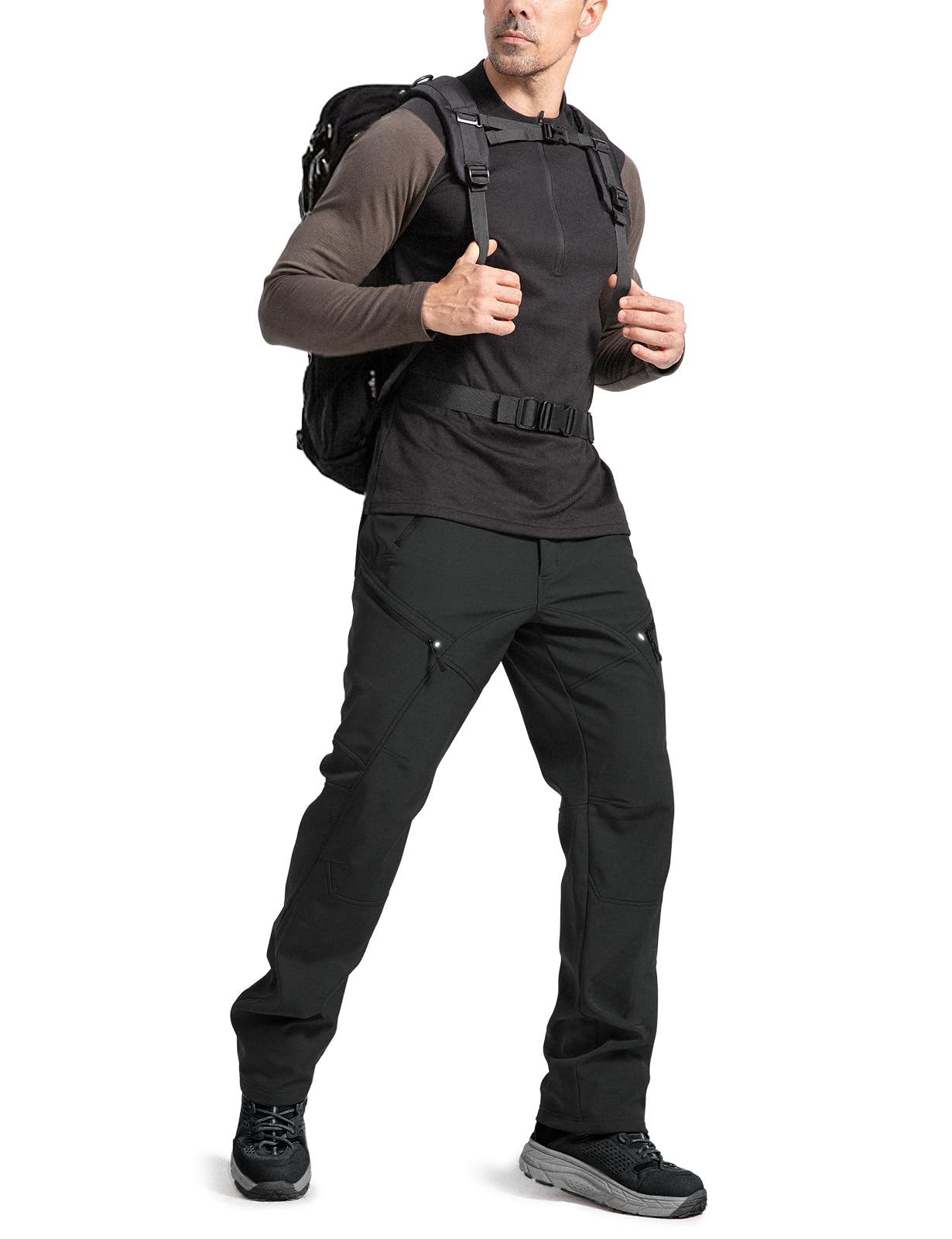 Moosehill Pantaloni da trekking da uomo, impermeabili, antivento, per attività all'aria aperta, in softshell, con calda imbottitura, per snowboard, termici da neve