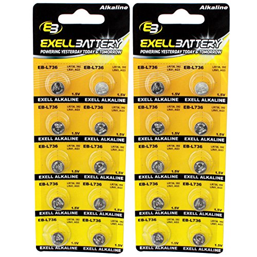 2pc Exell 1.5-Volt Alkaline Coin Cell Battery, EB-L736, 10-Pack