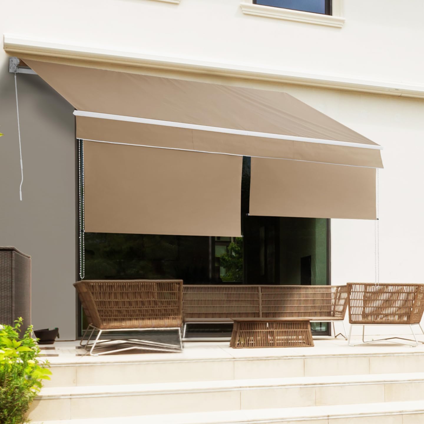 IDMarket - Estor (4 x 3 m), color marrón lambrequín H.1,50 m