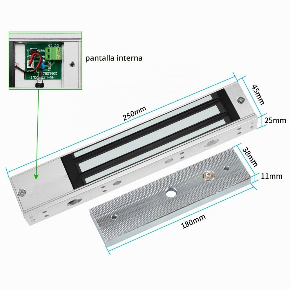 Cerradura magnética electromagnética de 280 kg, Control de Acceso, Cerradura eléctrica con Soporte ZL DC12 V, Seguro para Puerta Individual (Cerradura de 280 kg + Soporte ZL)