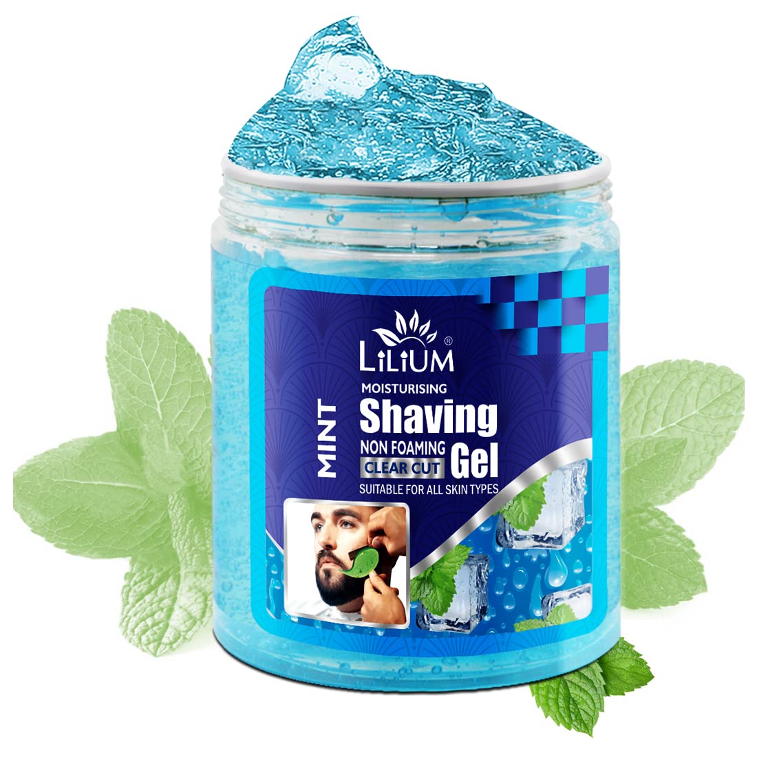 Lilium Non Foaming Mint Shaving Gel 500ml | Clear Cut & Moisturizing | Foam-Free Formula, Effective Shaving & Gentle on Skin | 100% Vegan & Suitable For All Skin Types