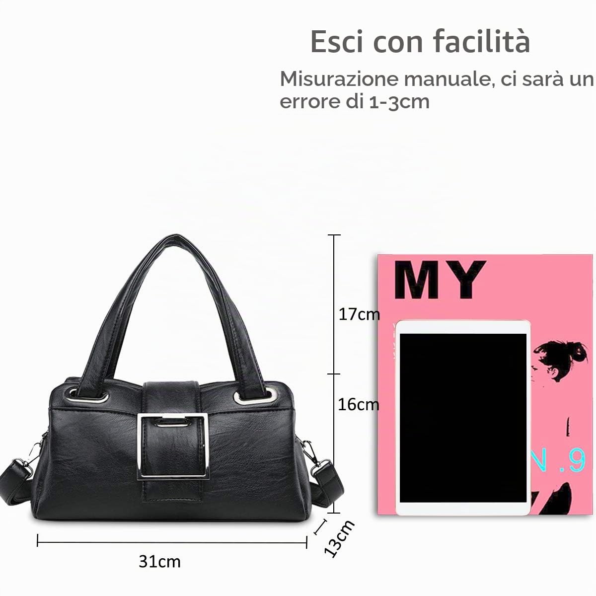 NICOLE & DORIS Borse donna Borsa a mano per donna borse moda borse a tracolla Donne Retro borsa PU pelle Nero