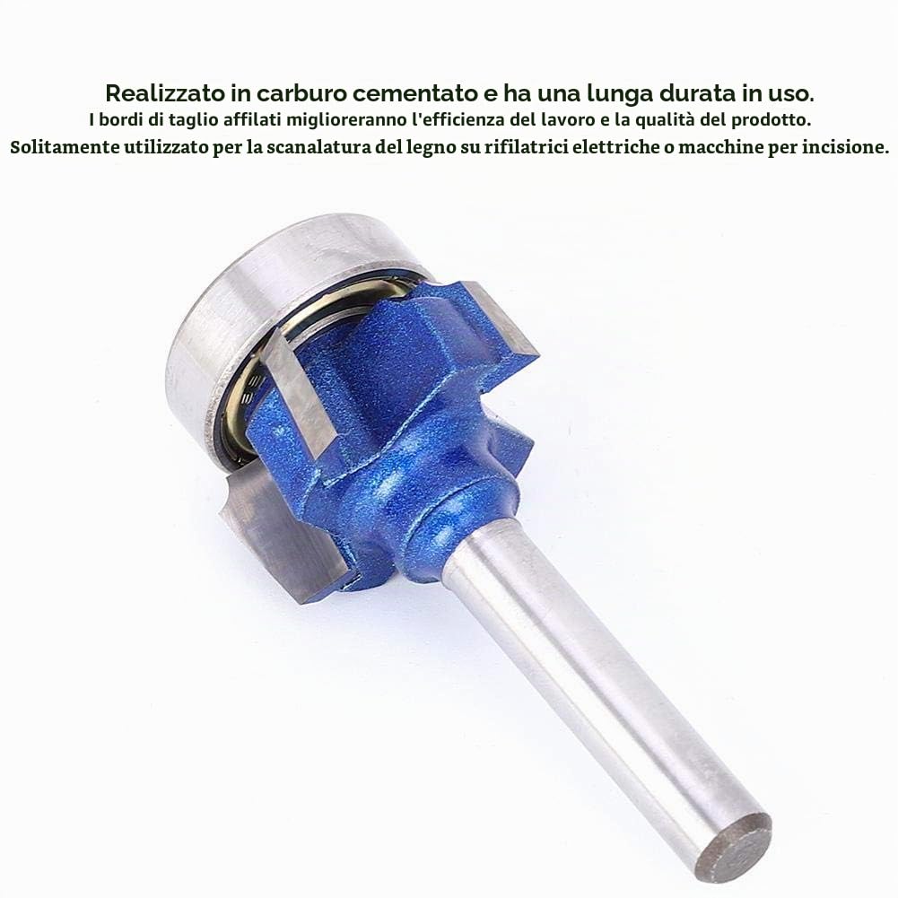 Punte per router arrotondati con gambo 8 mm, punta per bordi arrotondati angolari in metallo duro, taglierina per bordi a 4 taglienti per fresatura del legno, raggio metrico(1mm)