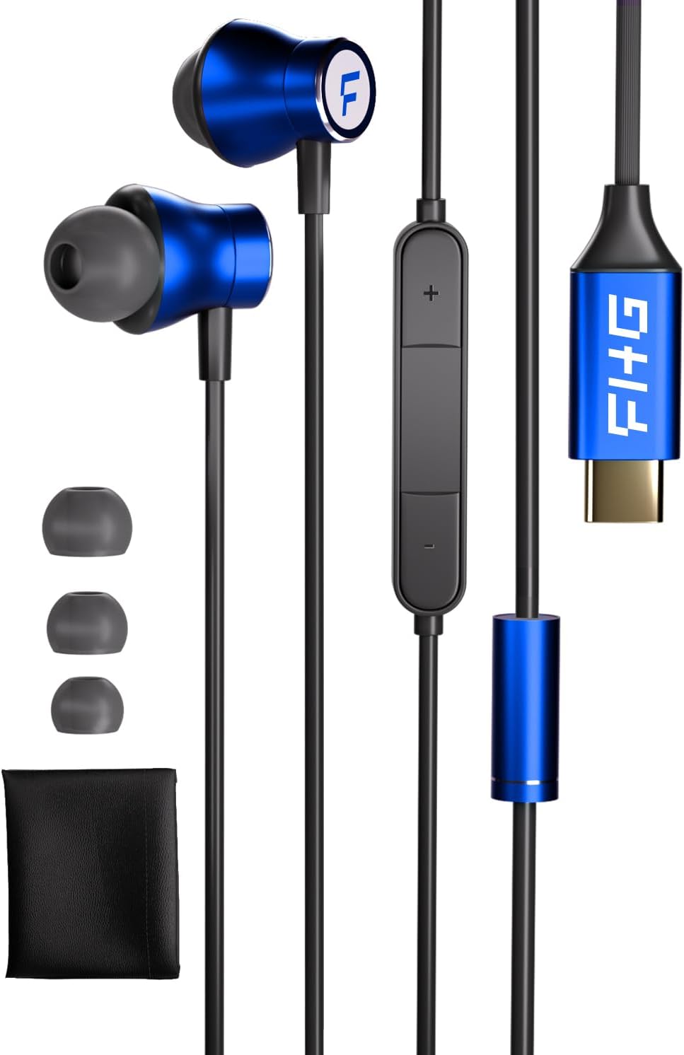 FHG USB C Headphones for Samsung Galaxy S24 S23 S22, AI Noise Canceling Type C Earbuds with Mic for Call, Hi-Res Audio USB C Earphones with DAC 384KHz/32bit, Comfortable Fit for iPhone 15 iPhone 16 Azure(AI Noise Canceling)