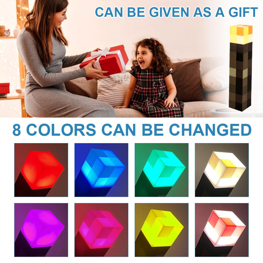 KBIBCK Light-Up Wall Torch Night Light 28 cm, 3D Torch Light, Craft Torchs Lamp with 8 Colors - Image 3