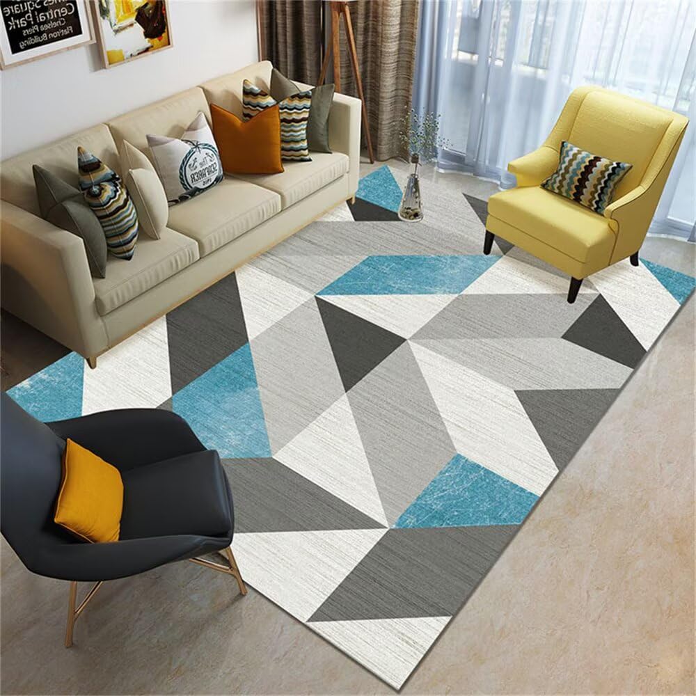 Tapis lavable en machine grand confort doux bleu gris 60x110