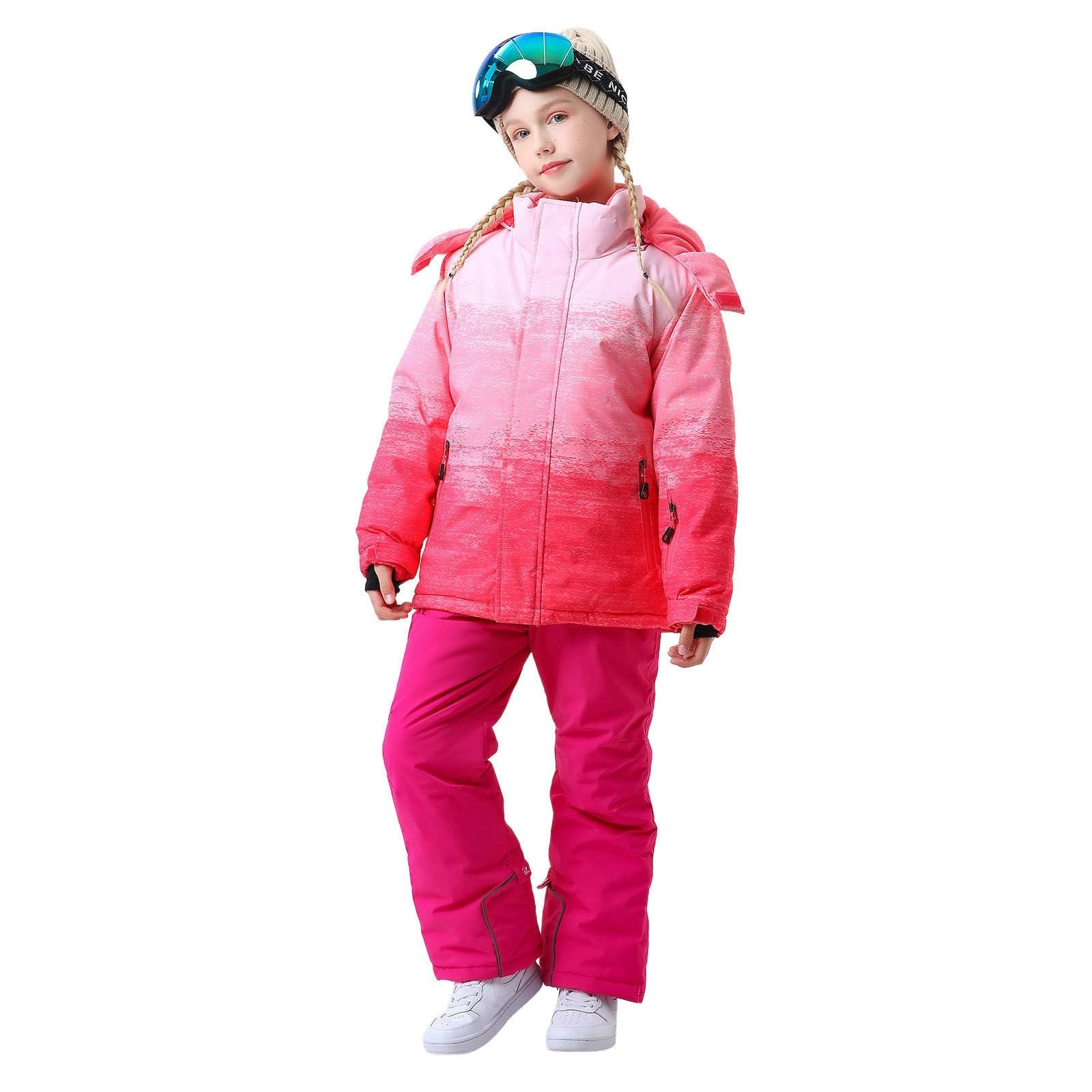 Tuta da sci per bambini, in pile, giacca e pantaloni invernali, per snowboard, invernali, calda, unisex