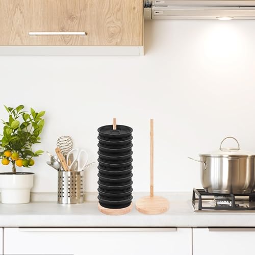 Miniatura 8 de 2 organizadores de tapa de vaso, diseño de ahorro de espacio, organizador desmontable de tapa de vaso de madera, soporte de almacenamiento para