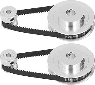 GT2 Synchronous Wheel, 2 Set Synchronous Wheel GT2 Aluminum Alloy Timing Pulley with 2Pcs Length 200mm Width 6mm Belt (20t 5mm(0.2in) Plus 60t 8mm(0.31in))