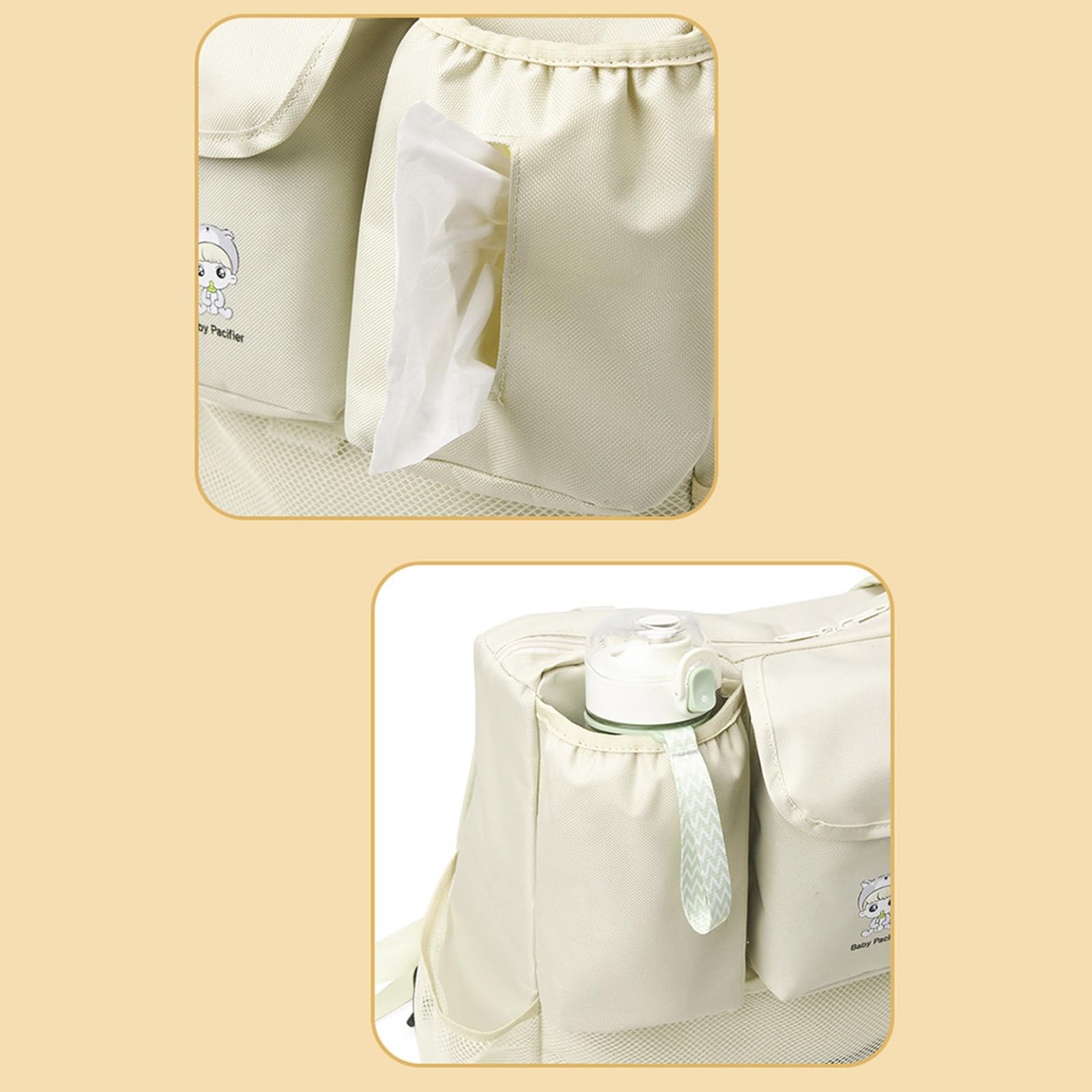 Borsa ergonomica da appendere al passeggino, per pannolini, salviette umidificate, bottiglie, in pratico tessuto impermeabile