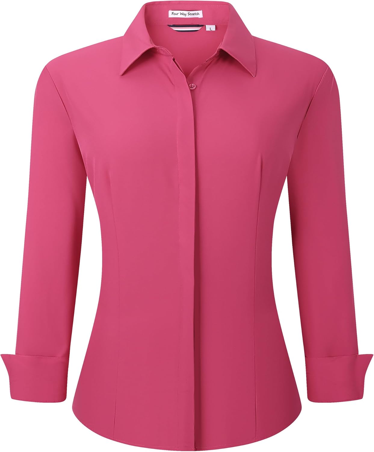 Alex Vando Womens Dress Shirts Wrinkle Free Regular Fit Long Sleeve Stretch Work Shirt