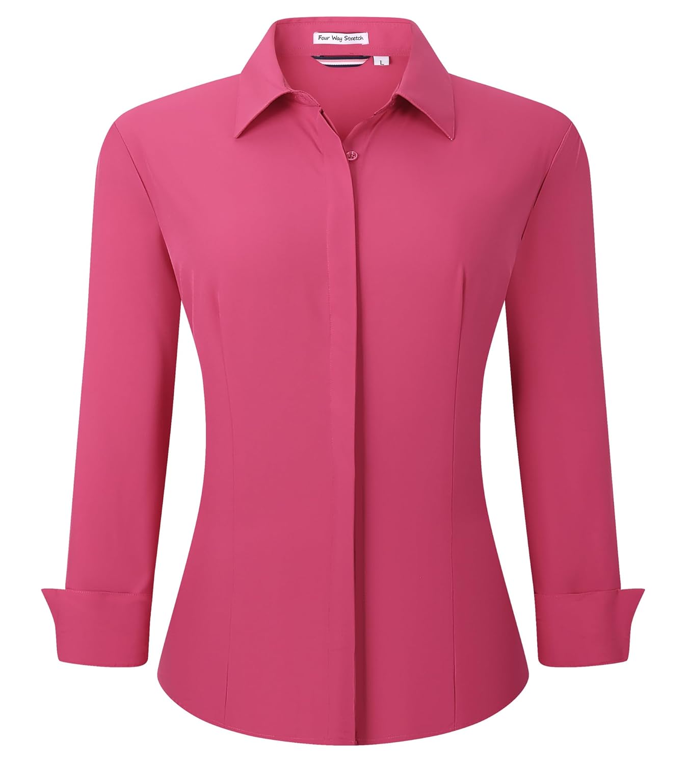 Alex Vando Womens Dress Shirts Wrinkle Free Regular Fit Long Sleeve Stretch Work Shirt