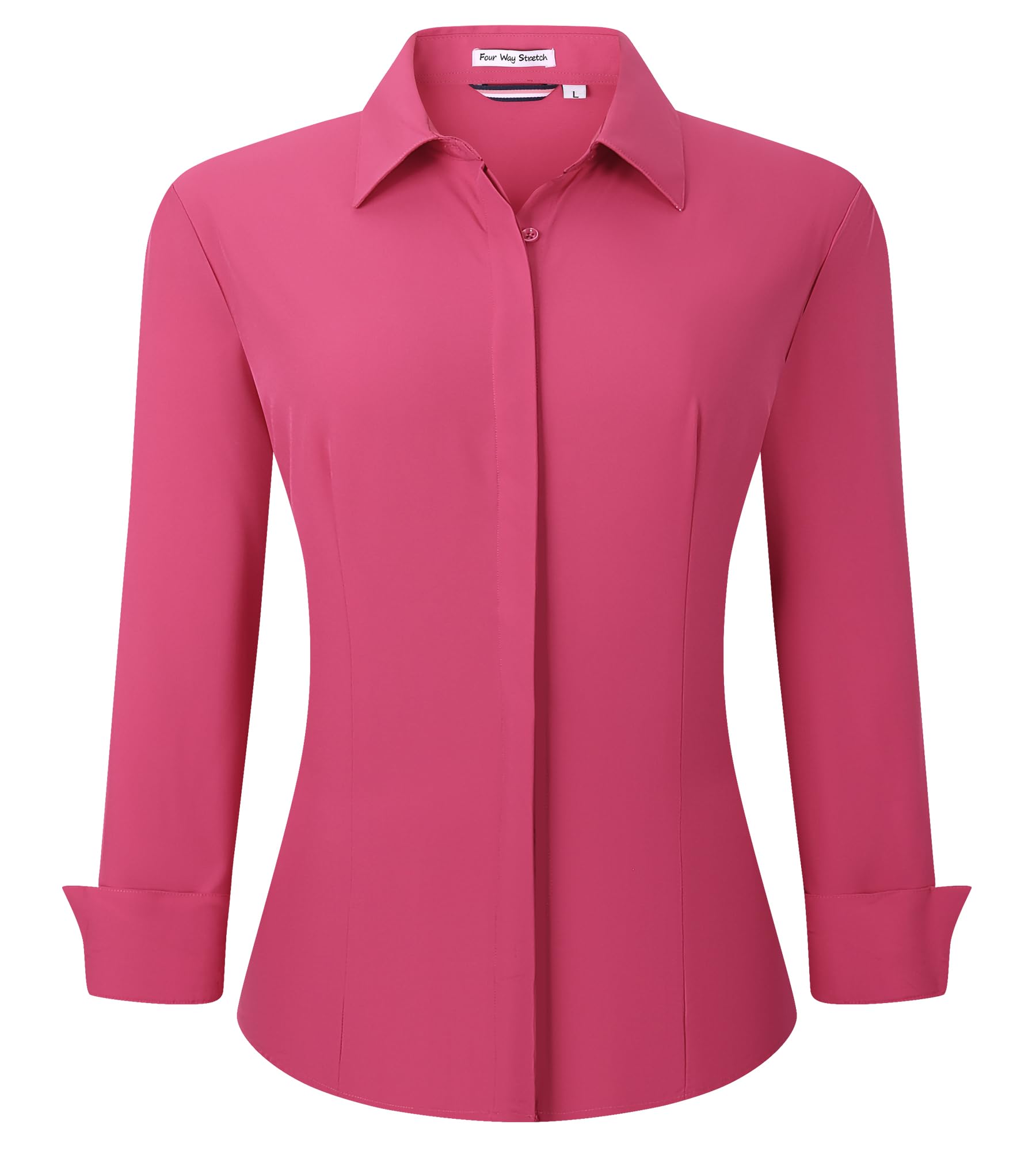 Alex Vando Womens Dress Shirts Wrinkle Free Regular Fit Long Sleeve Stretch Work Shirt